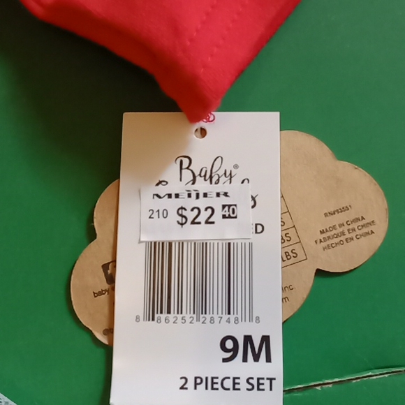 Baby Essentials 2 piece red Christmas set. 9 mths NWT - Picture 7 of 8